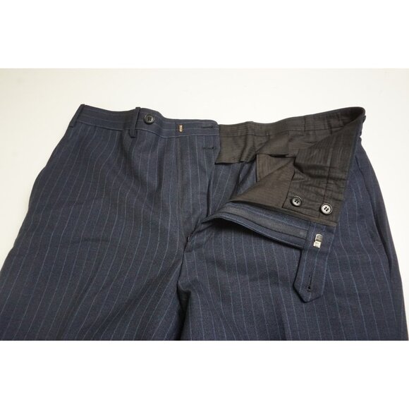 Isaia Sirio A Blue Mohair Wool Striped 2 Pc Suit Jacket Pants Sz 44R Brand New - Picture 11 of 11